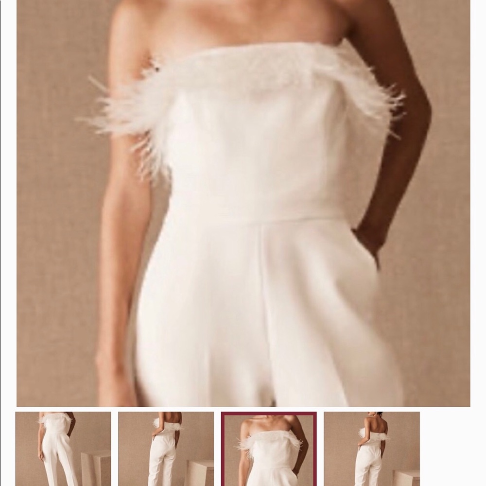Saylor Janae feather strapless jumpsuit - Picture 3 of 4